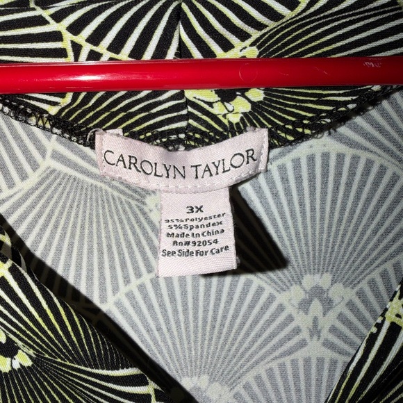 Carolyn Taylor Black and Green Patterned Top - Picture 3 of 4